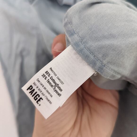 Women's Paige Light Denim Layda Shirt Small Light Wash Button Down Top $188 - Picture 3 of 7